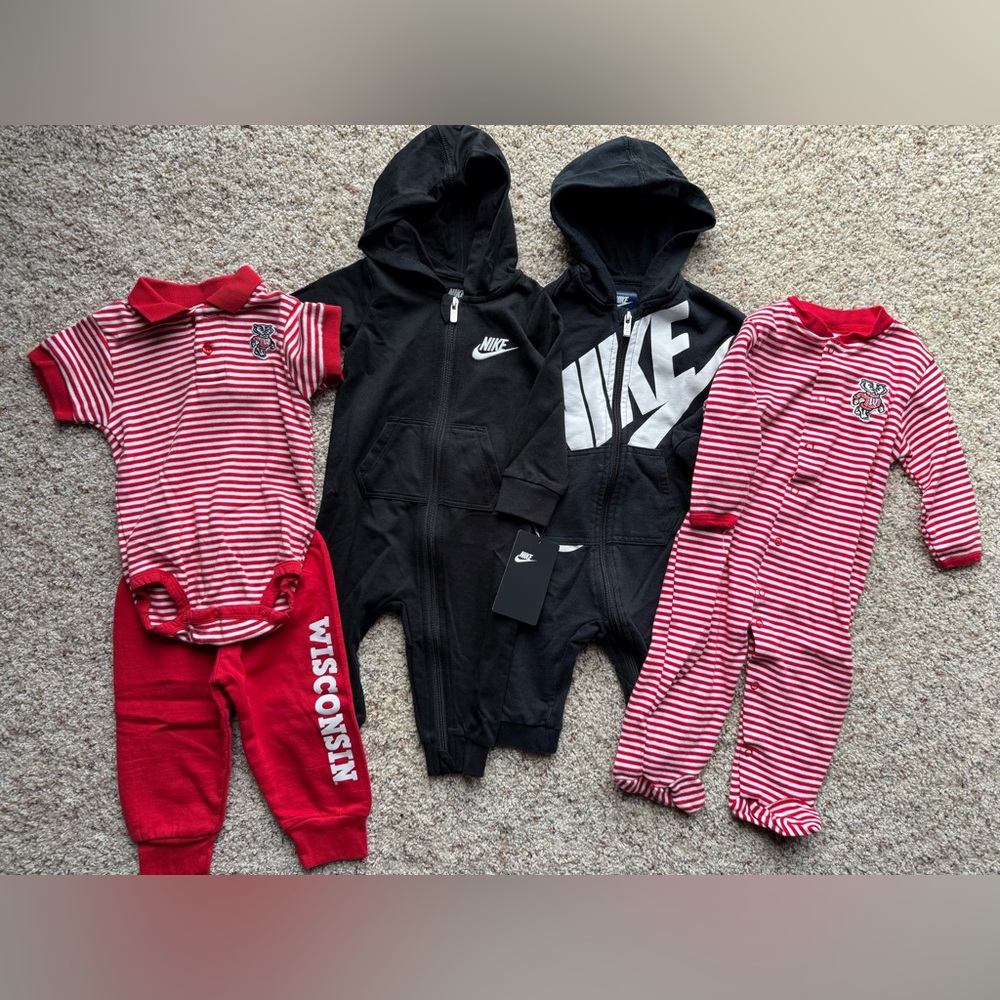6-9 Month Nike & Wisconsin Badgers Outfits